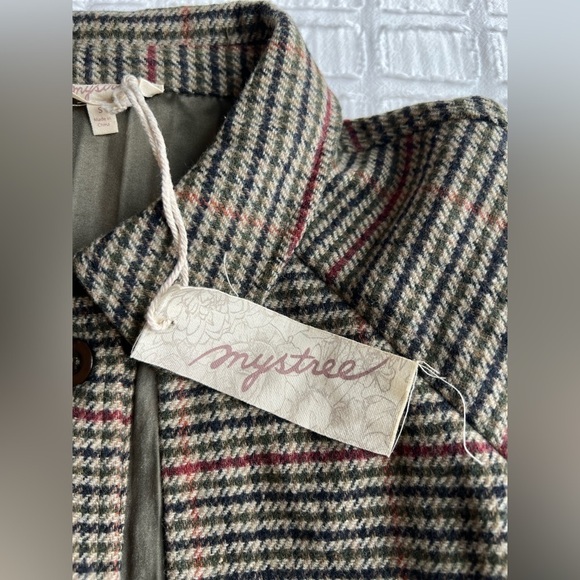 Mystree Wool Blend Button Down Jacket — Pleated Plaid & Faux Suede | NWT | Small - Picture 8 of 13